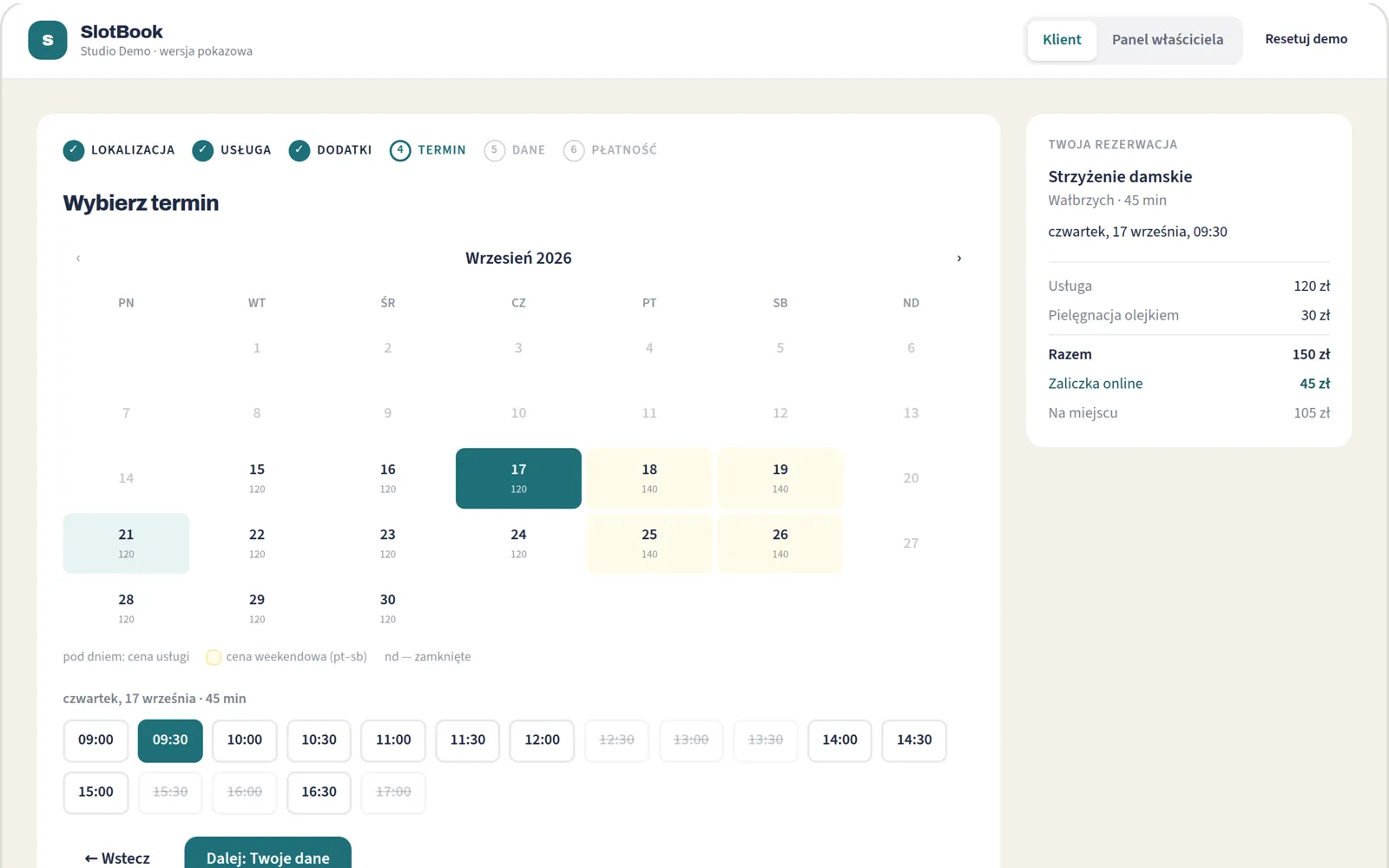 SlotBook — umawianie wizyt online dla salonu lub gabinetu