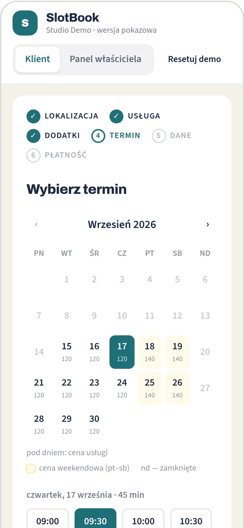 SlotBook — rezerwacja na telefonie