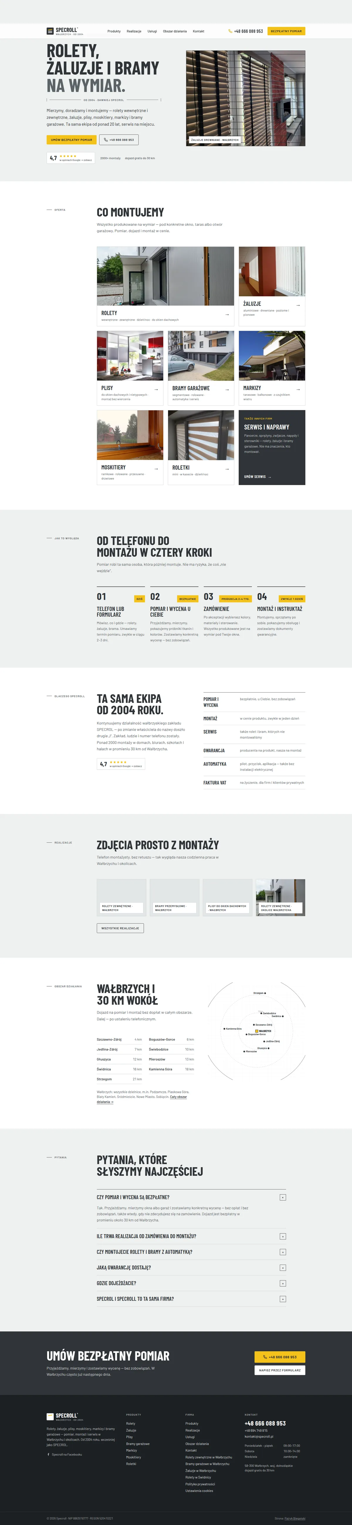 Specroll — cała strona główna